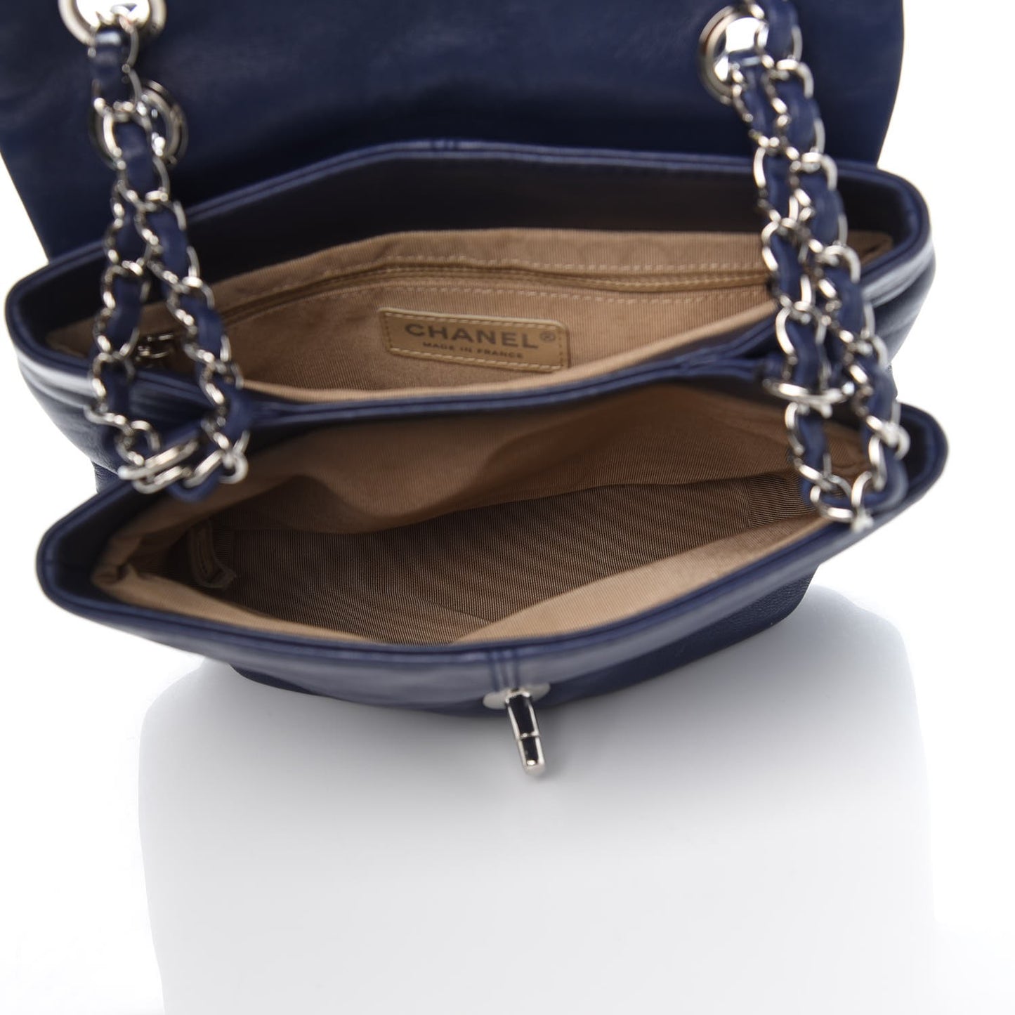 Shiny Lambskin Quilted Mini Trianon Messenger Flap Blue