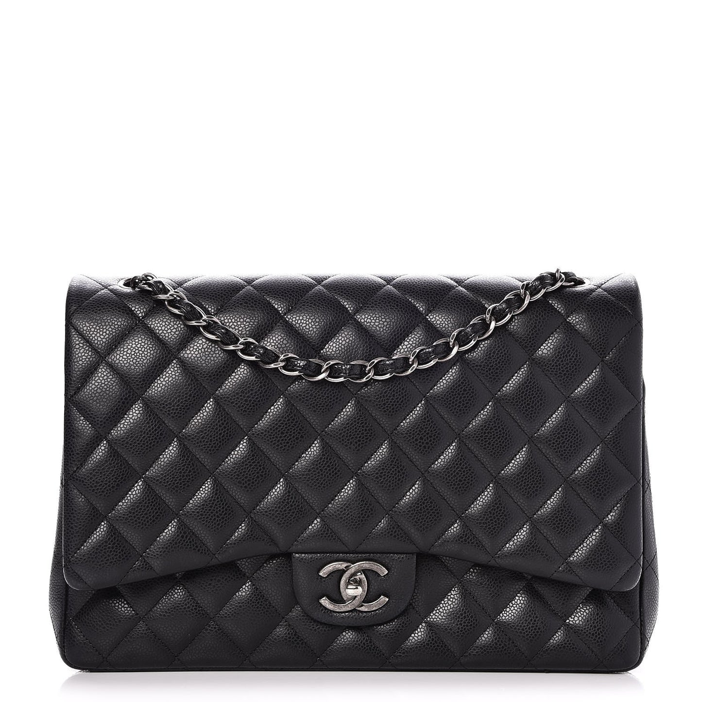 Caviar Quilted Maxi Double Flap Black
