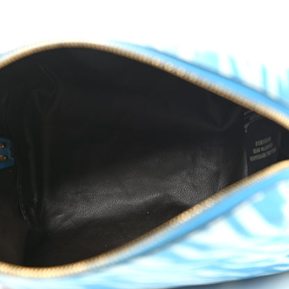 Fendi X SARAH COLEMAN Glazed Canvas Vitello King FF Vertigo Small Trapezoid Beauty Pouch Cyber Blue White 5 of 10