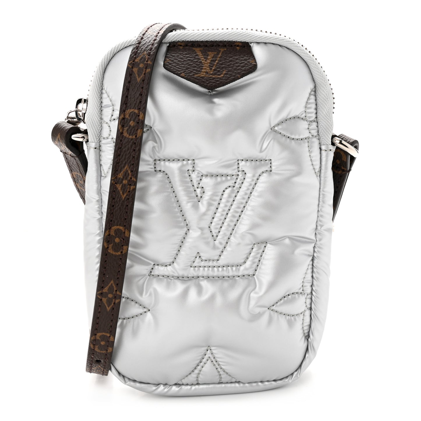 Econyl Monogram Pillow Phone Pouch Silver