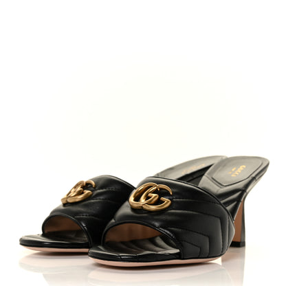 Gucci Nappa Matelasse GG Marmont 75mm Slide Sandals 41 Black 3 of 9