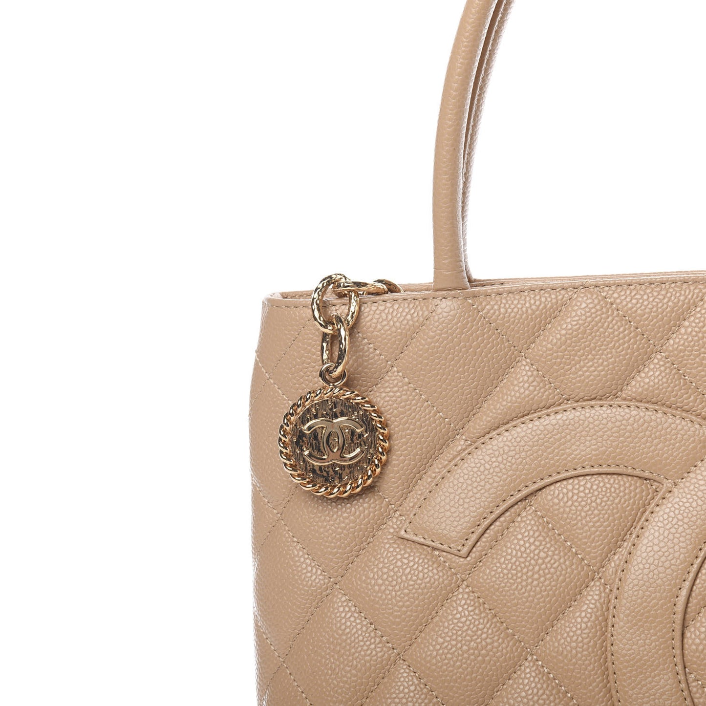 Caviar Quilted Medallion Tote Beige