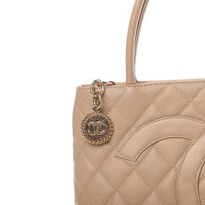 Chanel Caviar Quilted Medallion Tote Beige 7 of 9