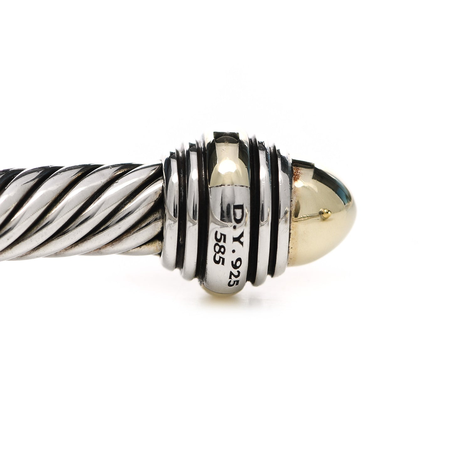 Sterling Silver 14K Yellow Gold 5mm Cable Classics Dome Bracelet