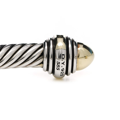 David Yurman Sterling Silver 14K Yellow Gold 5mm Cable Classics Dome Bracelet 5 of 5