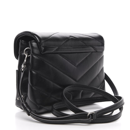 Saint Laurent Calfskin Y Quilted Monogram Toy Loulou Crossbody Bag Black 3 of 11