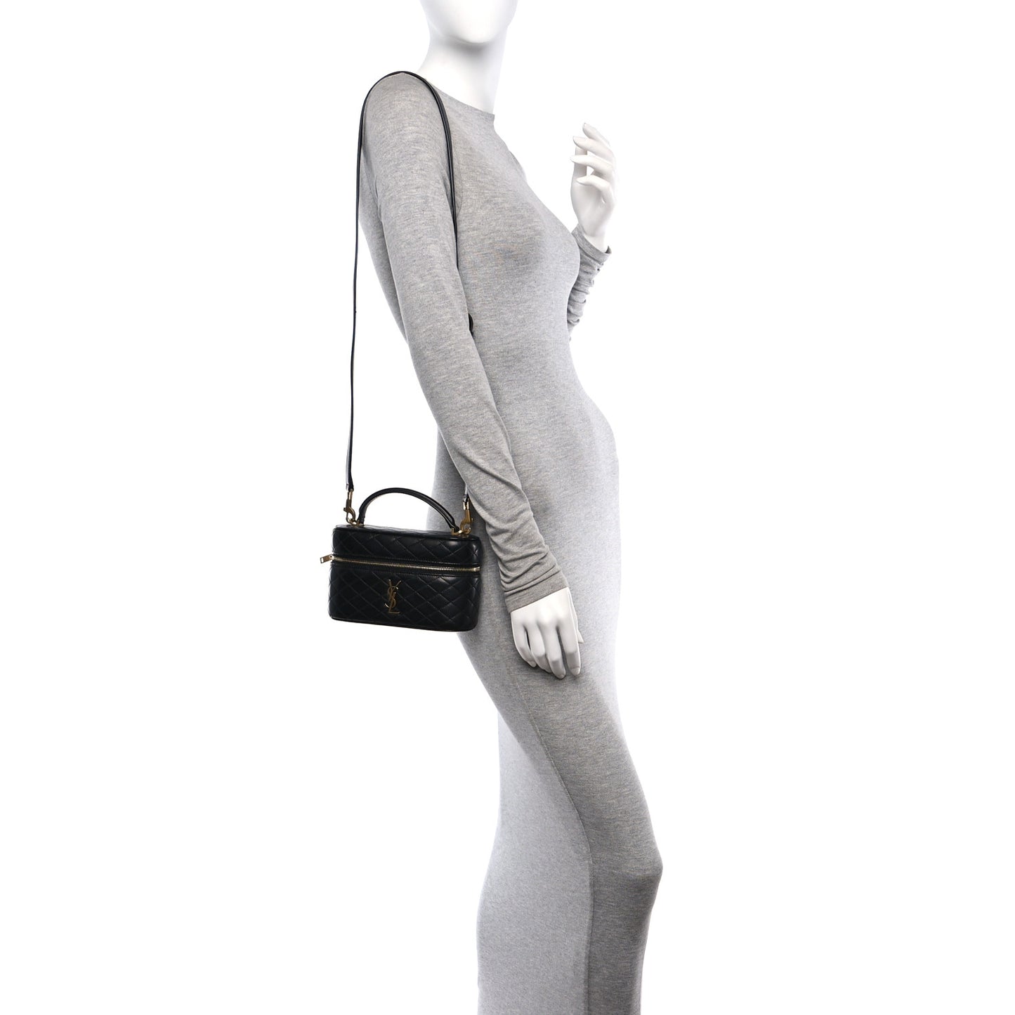 Lambskin Quilted Mini Gaby Vanity Case Black