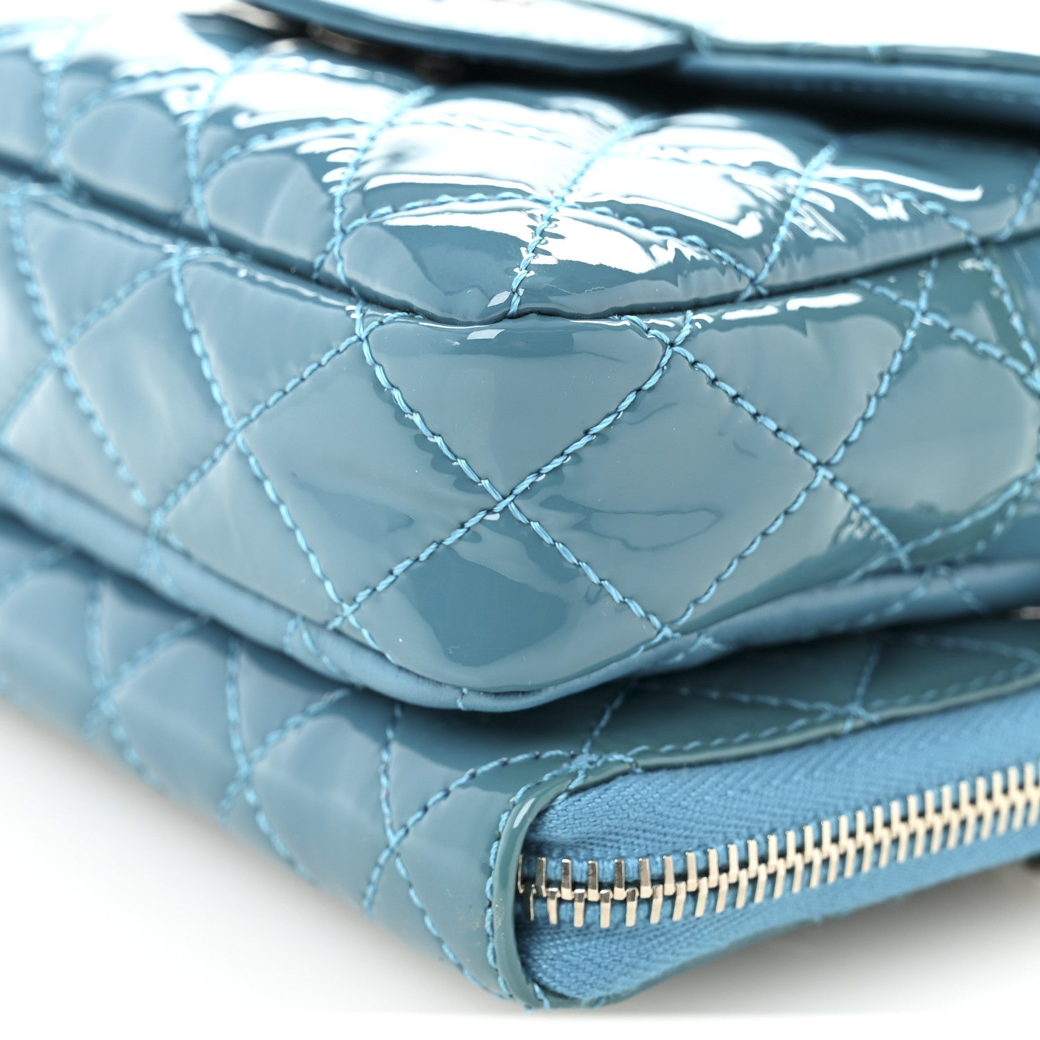 Chanel Patent Brilliant Mini Flap WOC Bag Blue 11 of 11
