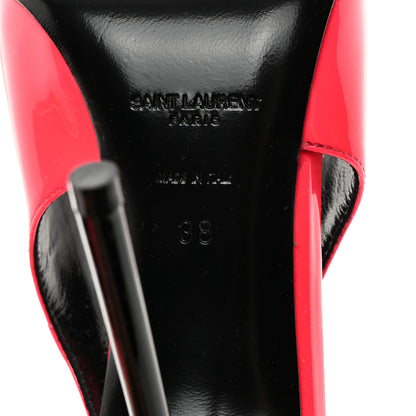 Saint Laurent Patent Calfskin Paloma 105 Slingback Pumps 38 Highlighter Coral 8 of 9