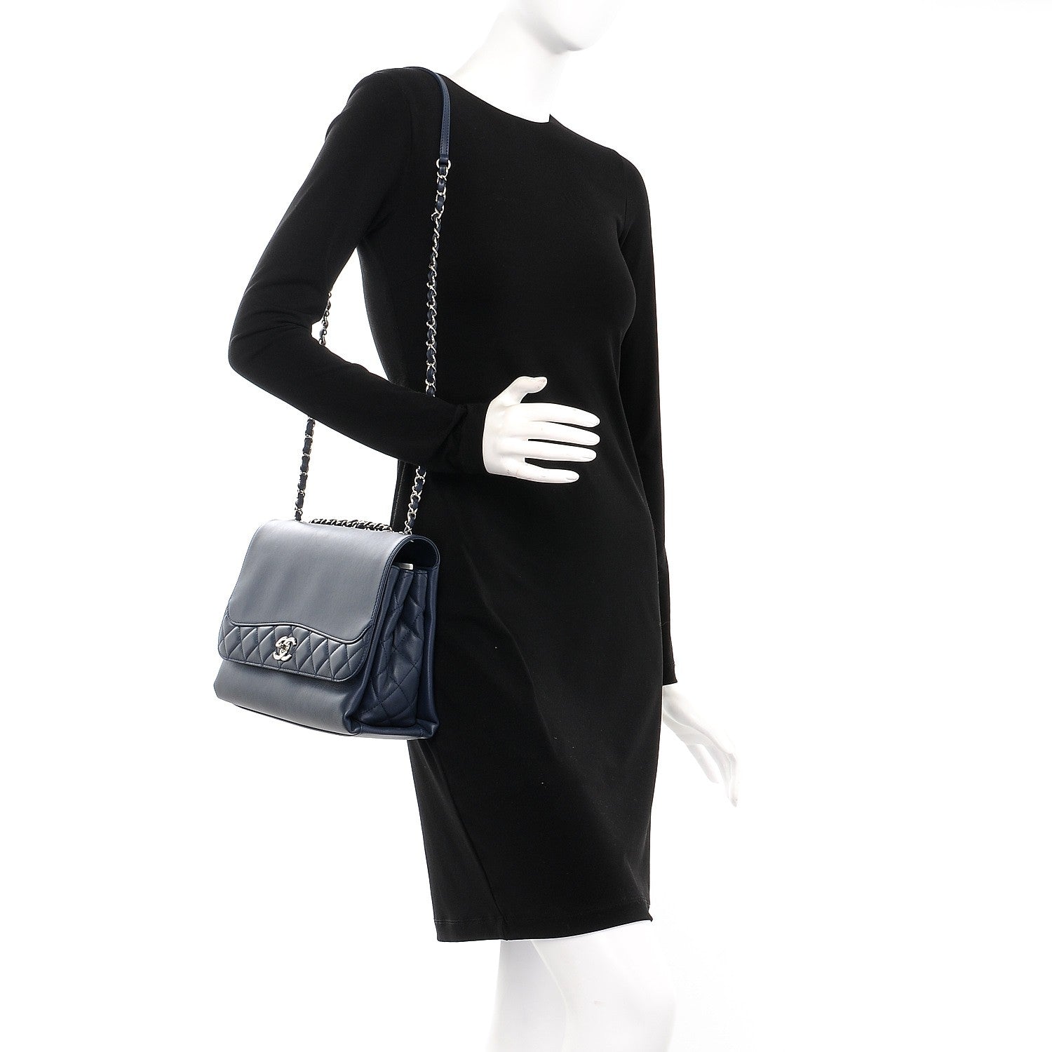 Chanel Calfskin Jumbo Tramezzo Flap Navy 2 of 8