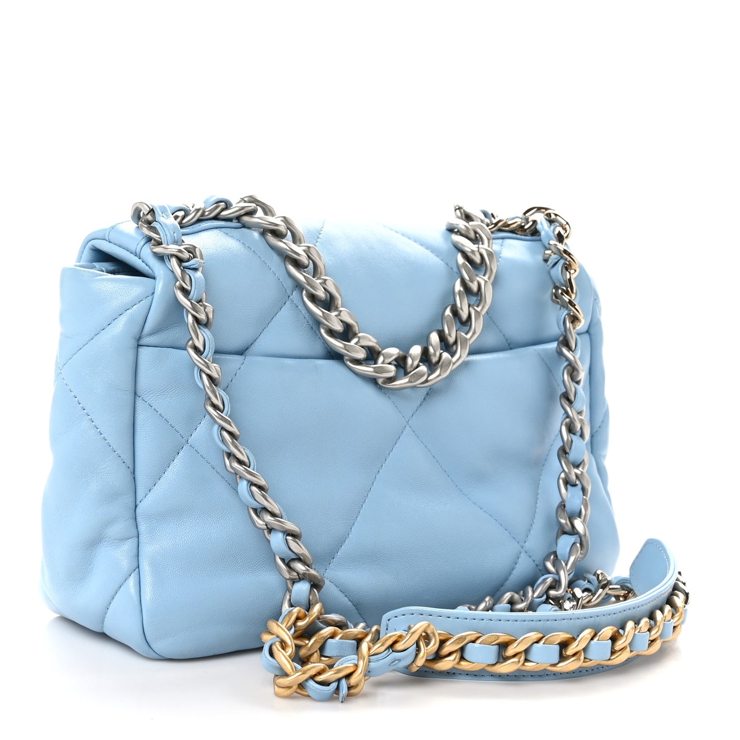 Lambskin Quilted Large Chanel 19 Flap Light Blue