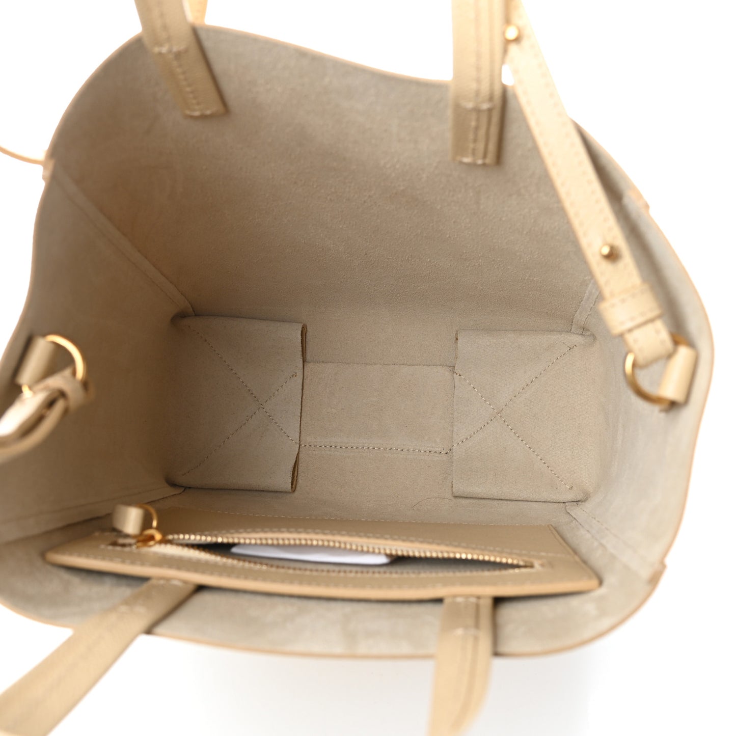 Grained Calfskin Small Vertical Cabas Sand