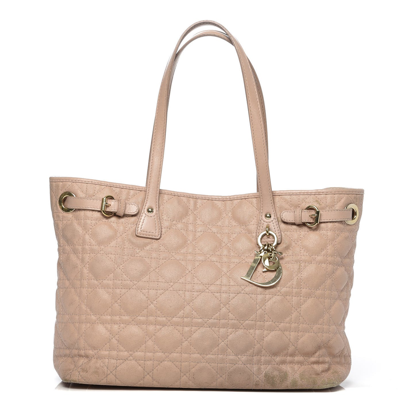 Coated Canvas Cannage Small Panarea Tote Beige