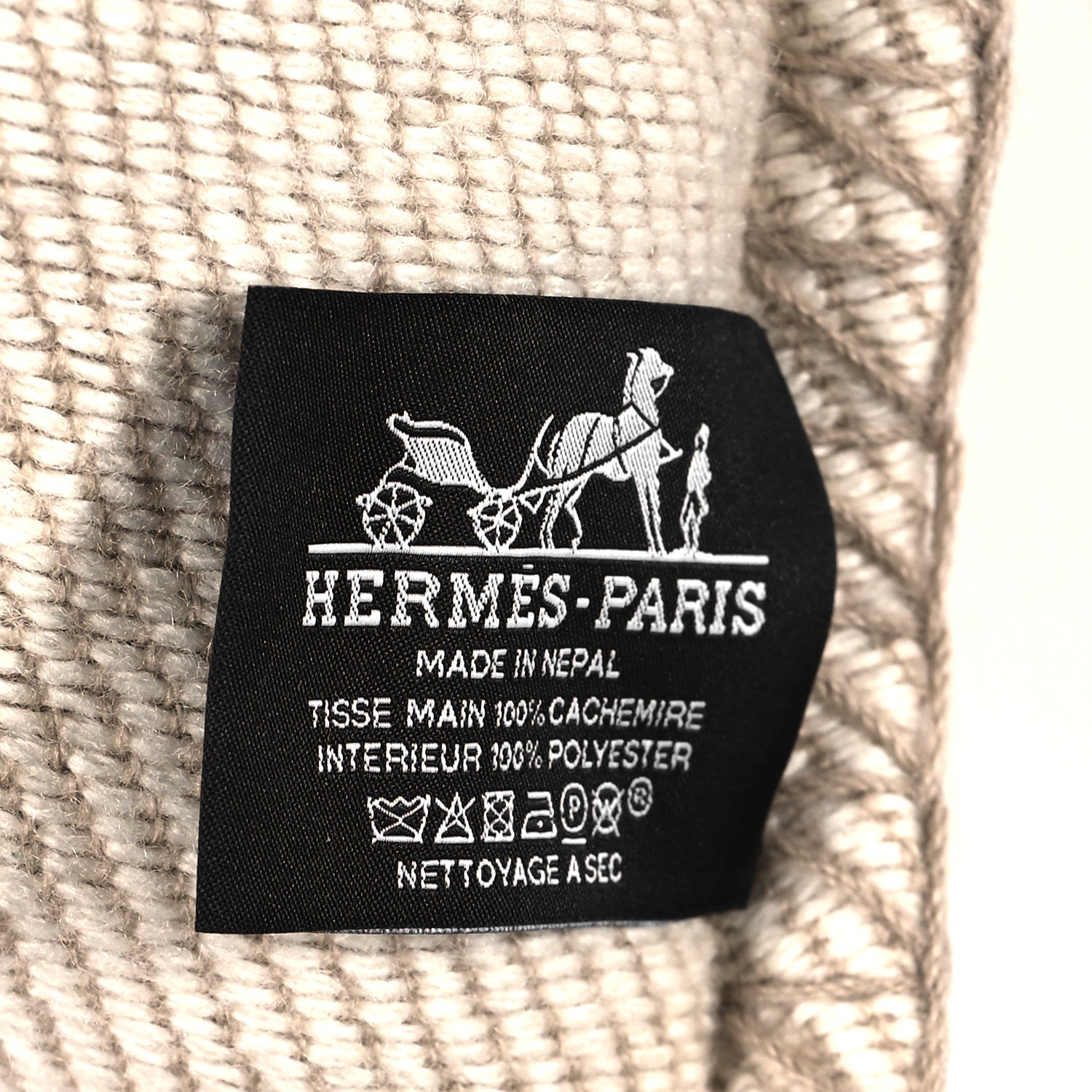 Hermes Cashmere H Drapeau Pillow Beige 3 of 3