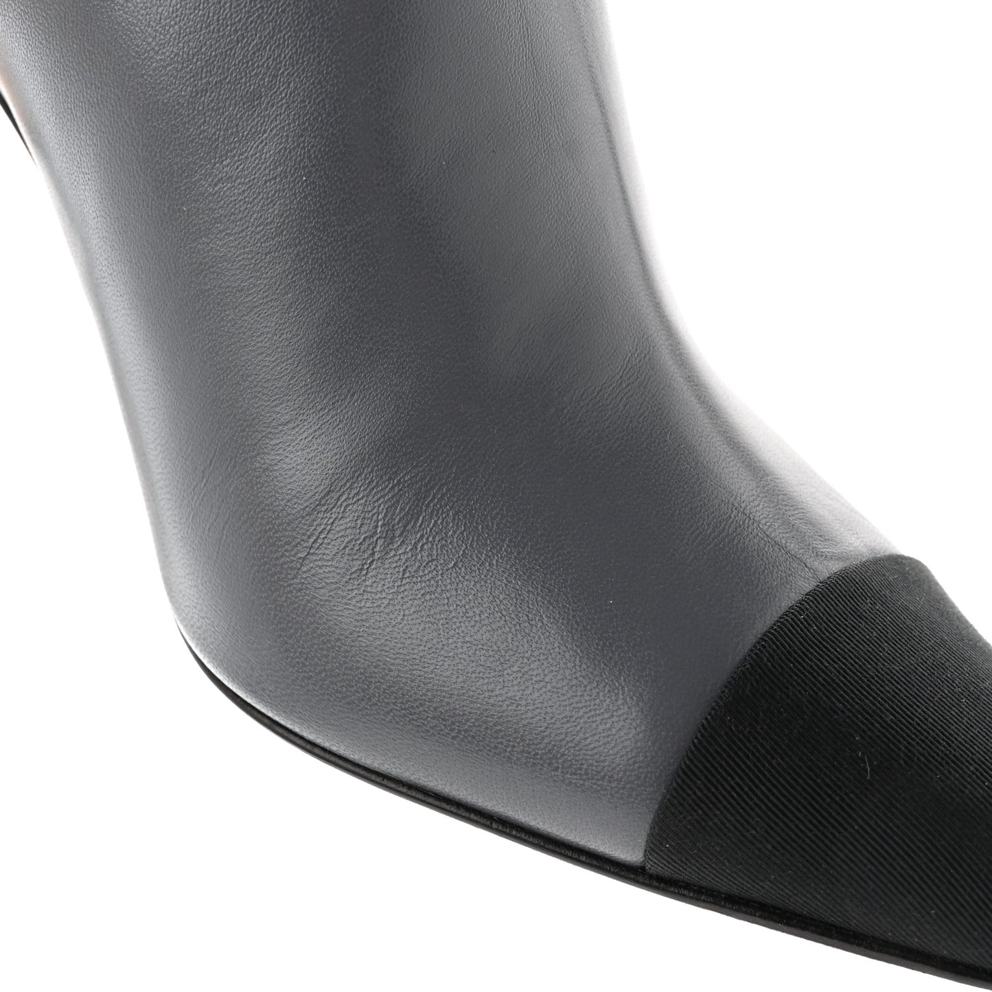 Lambskin Grosgrain Cap Toe Chain Mule 39.5 Grey