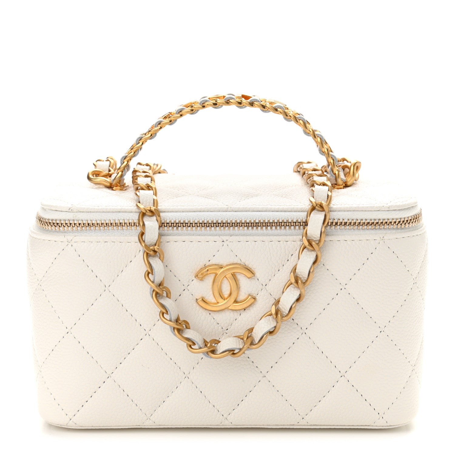 Chanel Shiny Caviar Quilted Pick Me Up Vanity Case White 1 of 12