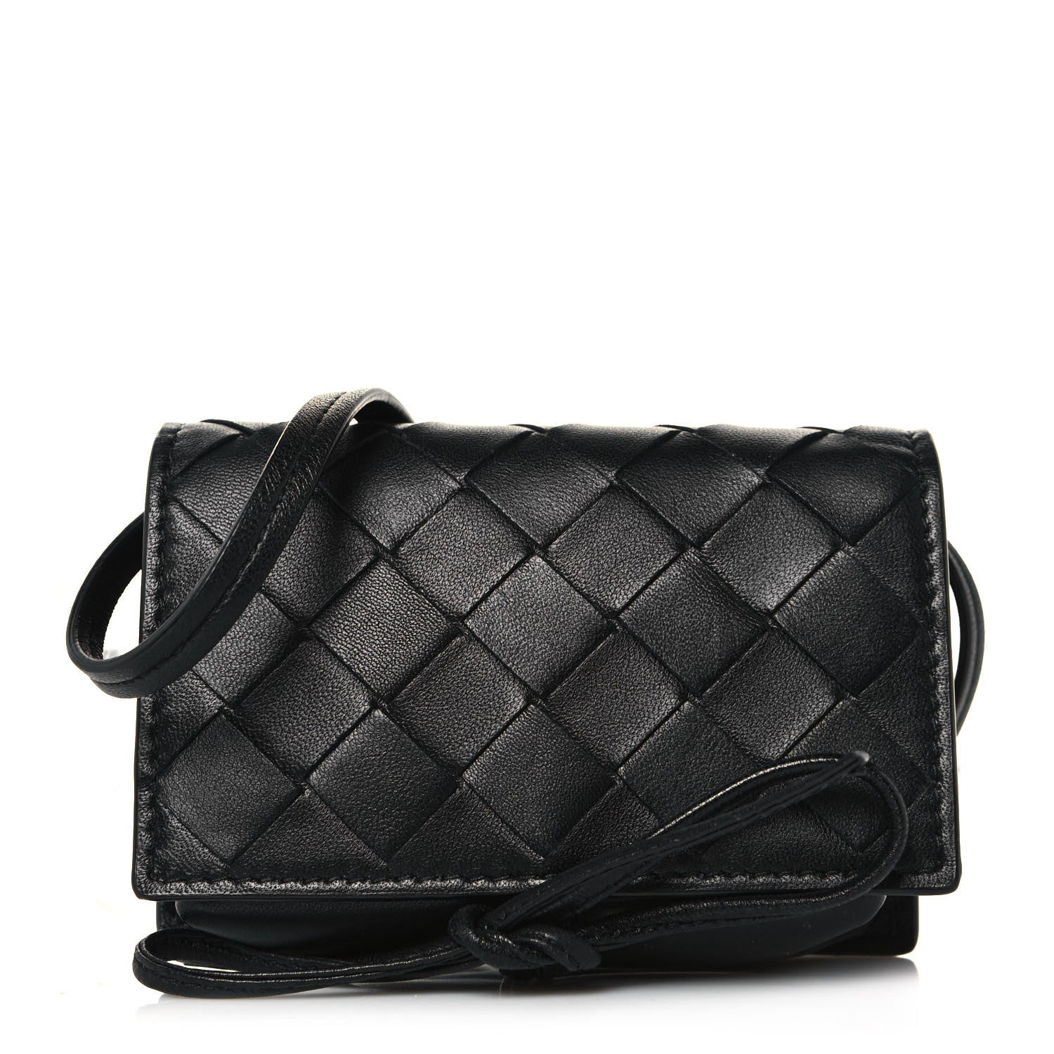 Bottega Veneta Nappa Intrecciato Crossbody Coin Pouch Black 1 of 13