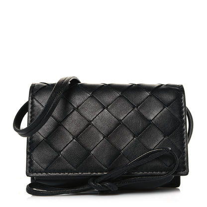 Bottega Veneta Nappa Intrecciato Crossbody Coin Pouch Black 1 of 13