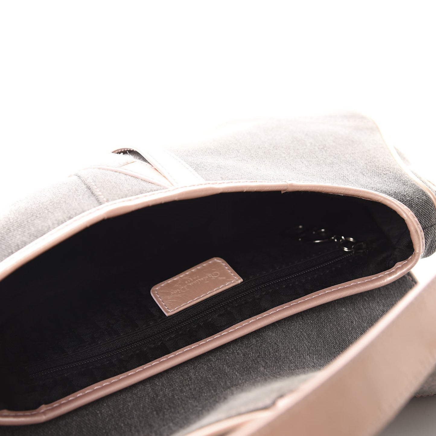 Patent Denim Jeans Saddle Bag Grey Pink