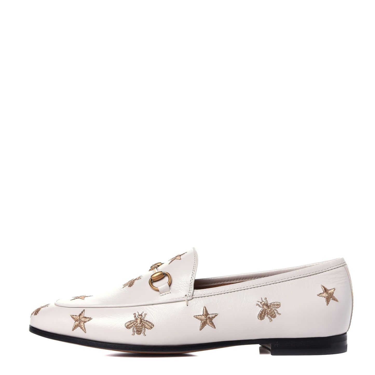 Goatskin Bee Star Embroidered Womens Jordaan Loafers 39 Mystic White