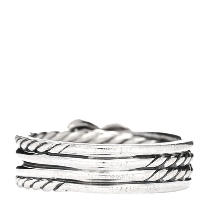 David Yurman Sterling Silver Diamond X Crossover Ring 52 6 3 of 4
