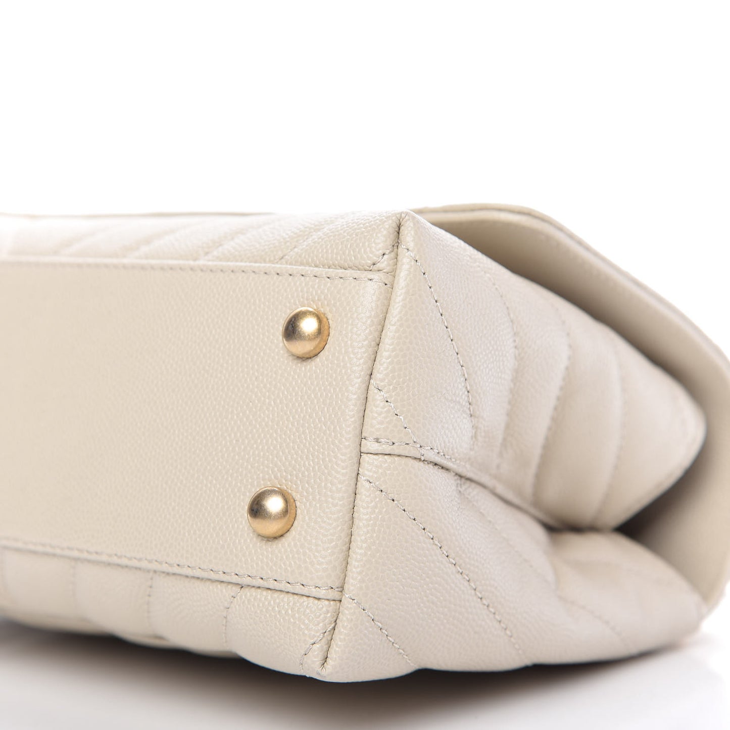 Caviar Chevron Quilted Mini Coco Handle Flap Ivory