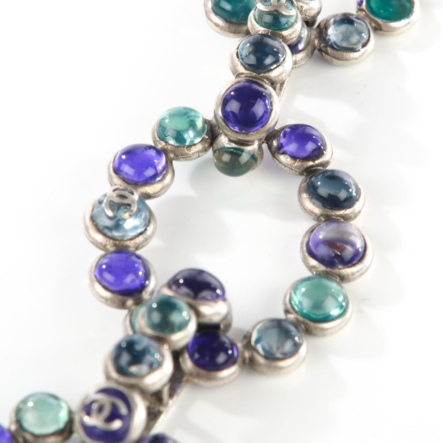 Gripoix Poured Glass CC Necklace Purple Green