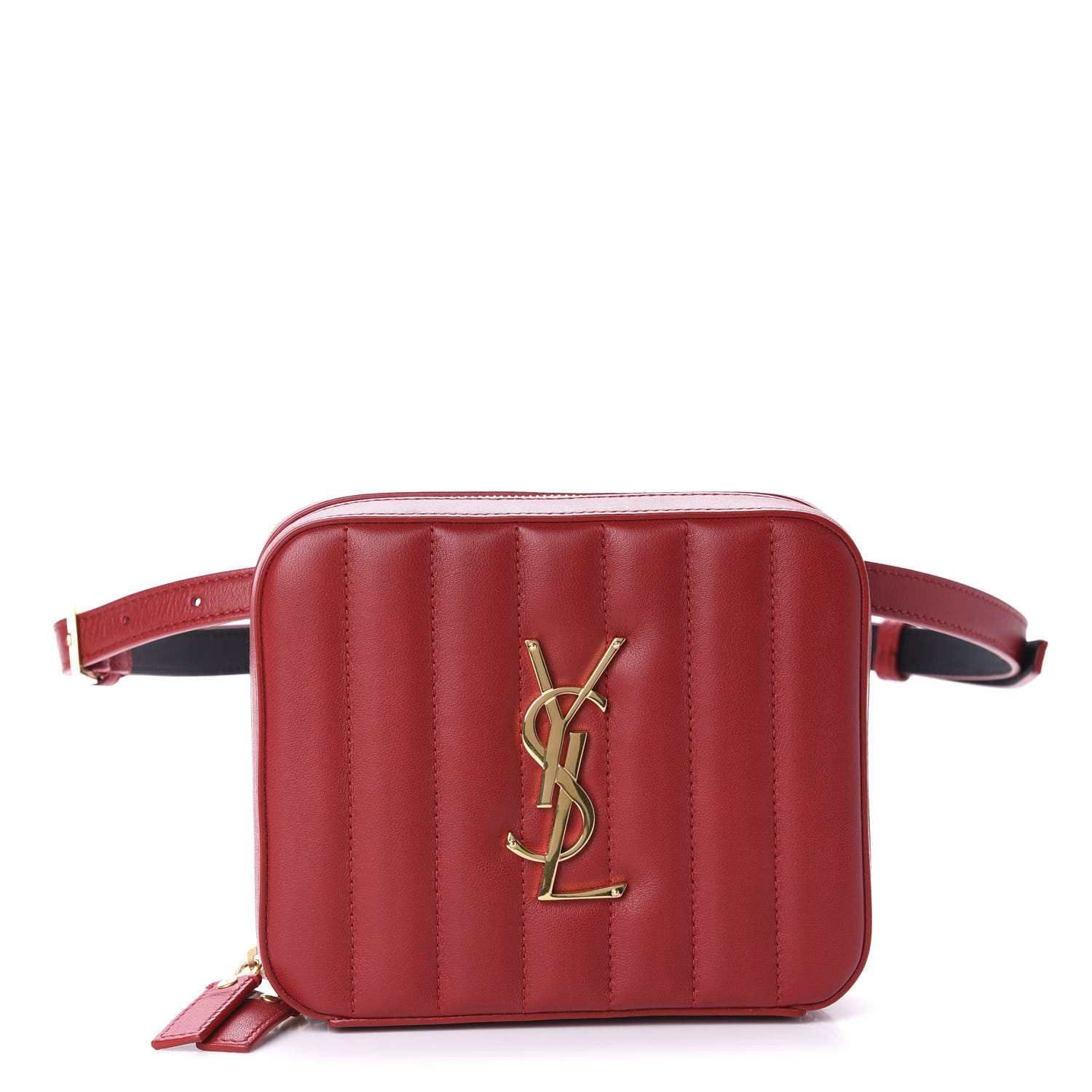 Saint Laurent Lambskin Matelasse Vicky Monogram Belt Bag Eros Red 1 of 10