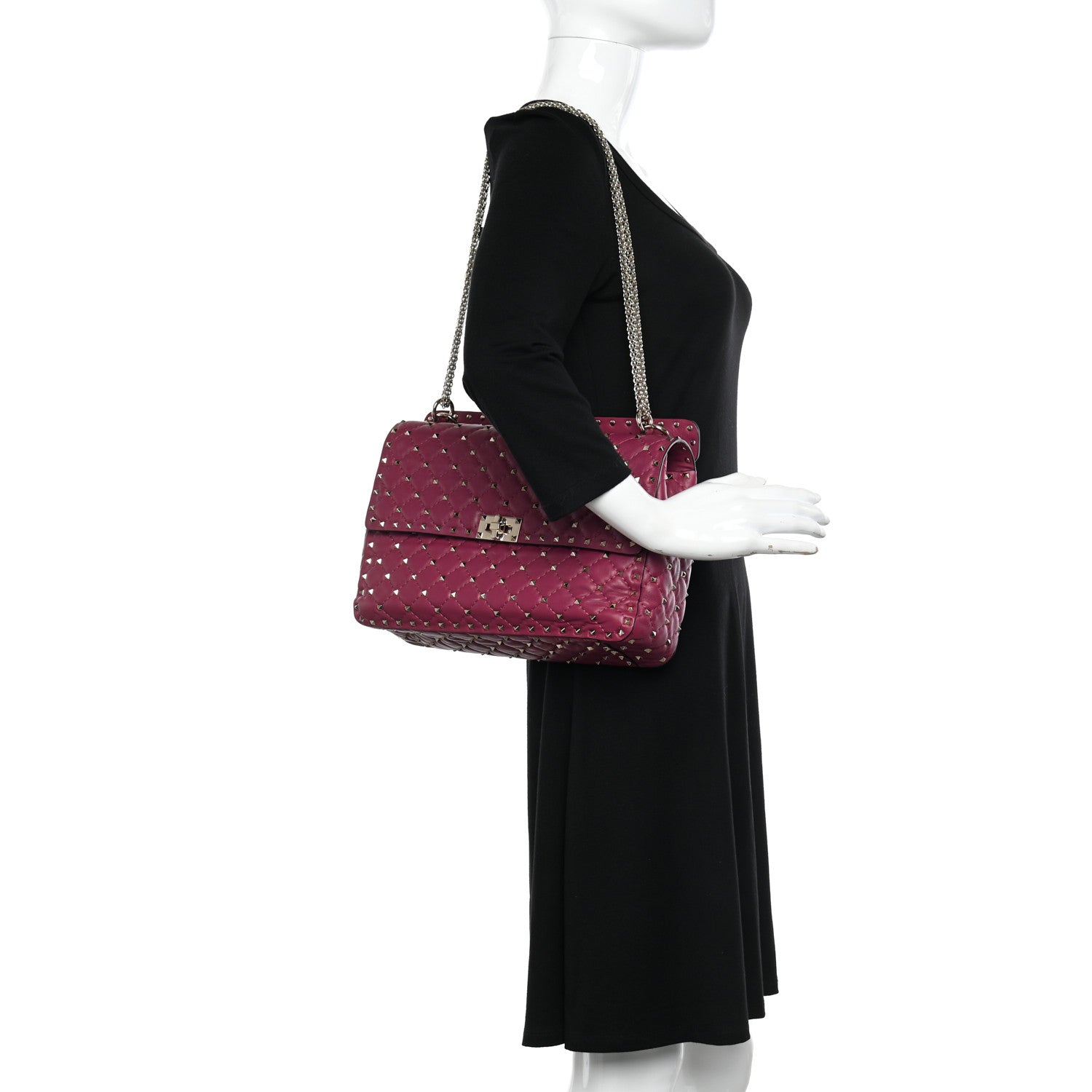 Valentino Garavani Nappa Large Rockstud Spike Shoulder Bag Camelia 2 of 16