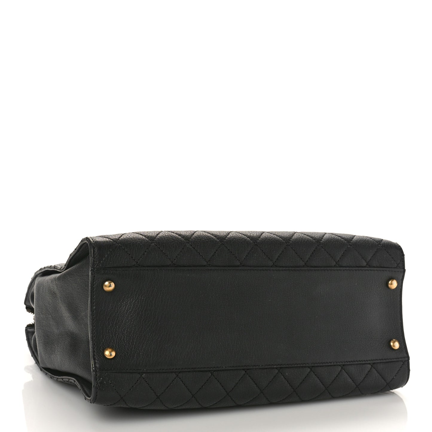 Goatskin Quilted Rita Shopping Tote Black