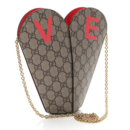 Gucci GG Supreme Monogram Love Valentines Day Small Heart Bag Beige Ebony New Geranium 3 of 9