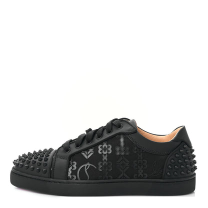 Christian Louboutin Calfskin Loubinetic Mens Seavaste 2 Orlato Flat Sneakers 42 Black 1 of 8
