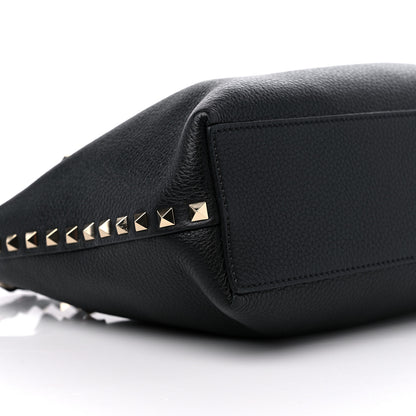 Valentino Garavani Grained Calfskin Small Rockstud Flip Lock Tote Black Rose Quartz 8 of 9