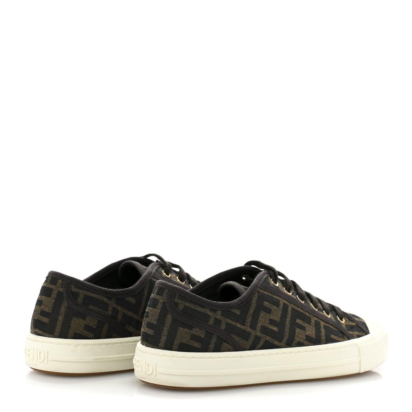 Fabric Jacquard FF Womens Domino Low Top Sneakers 39 Tobacco