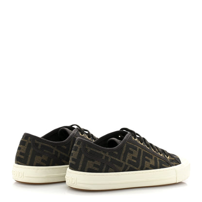 Fendi Fabric Jacquard FF Womens Domino Low Top Sneakers 39 Tobacco 5 of 9