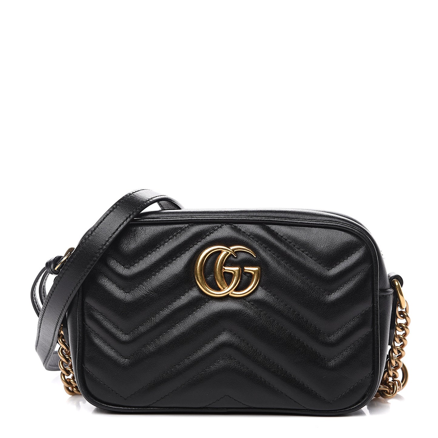 Calfskin Matelasse Mini GG Marmont Chain Shoulder Bag Black