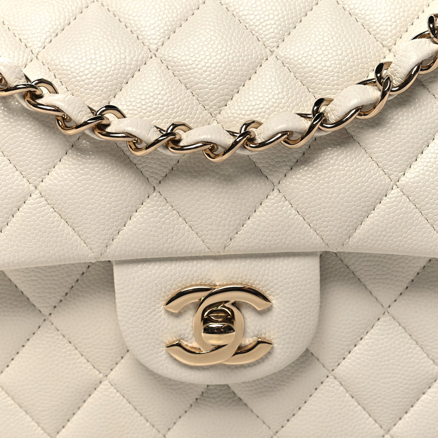 Caviar Quilted Small Double Flap White