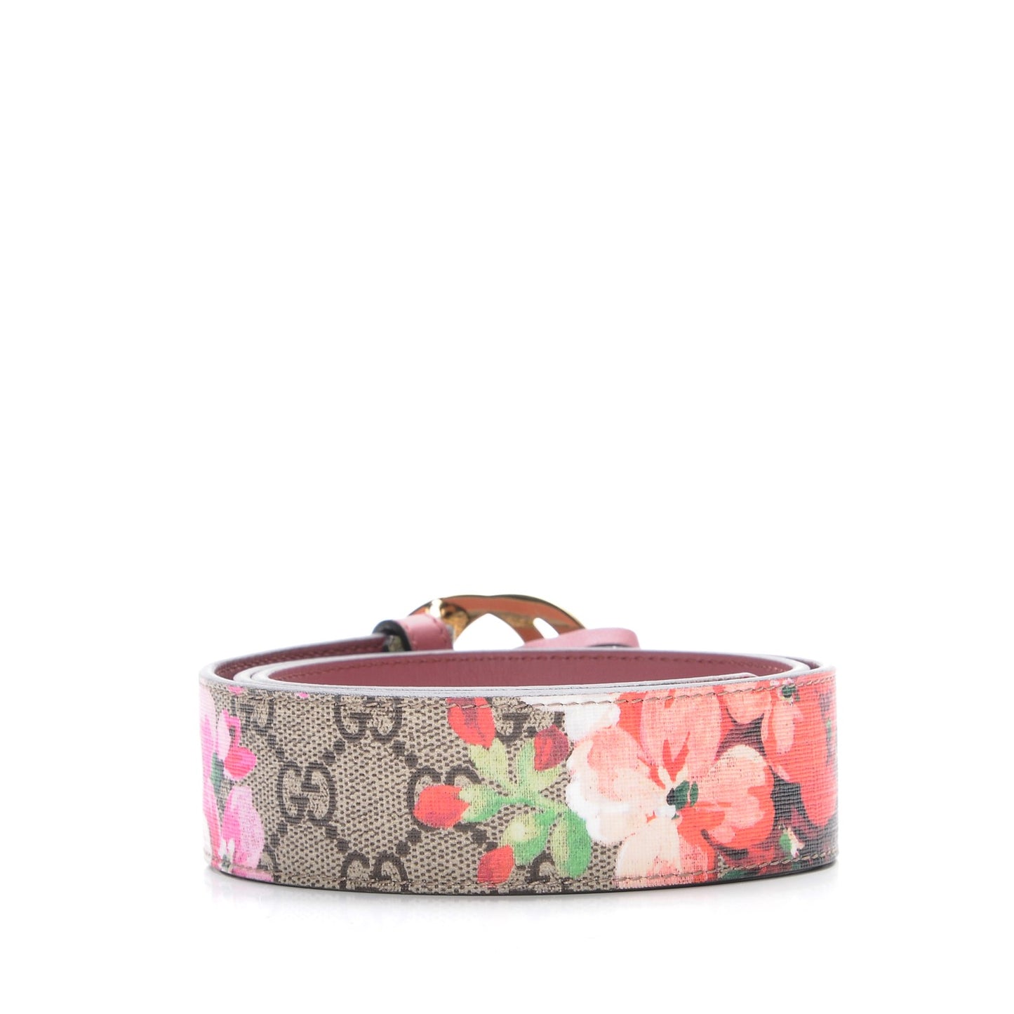 GG Supreme Monogram Blooms Moon Calfskin Interlocking G 37mm Belt 85 34 Beige Ebony Multicolor Dry Rose