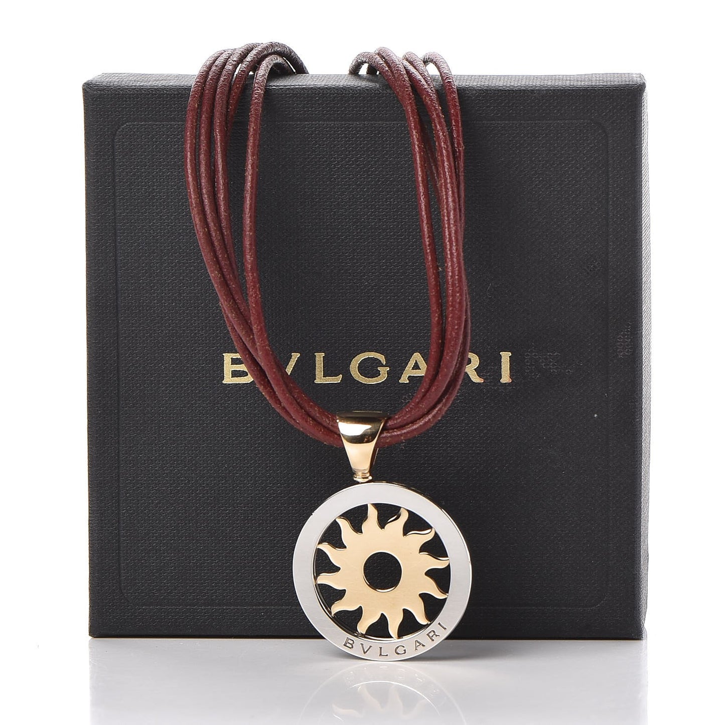 18K Yellow Gold Stainless Steel Tondo Sun Pendant Necklace