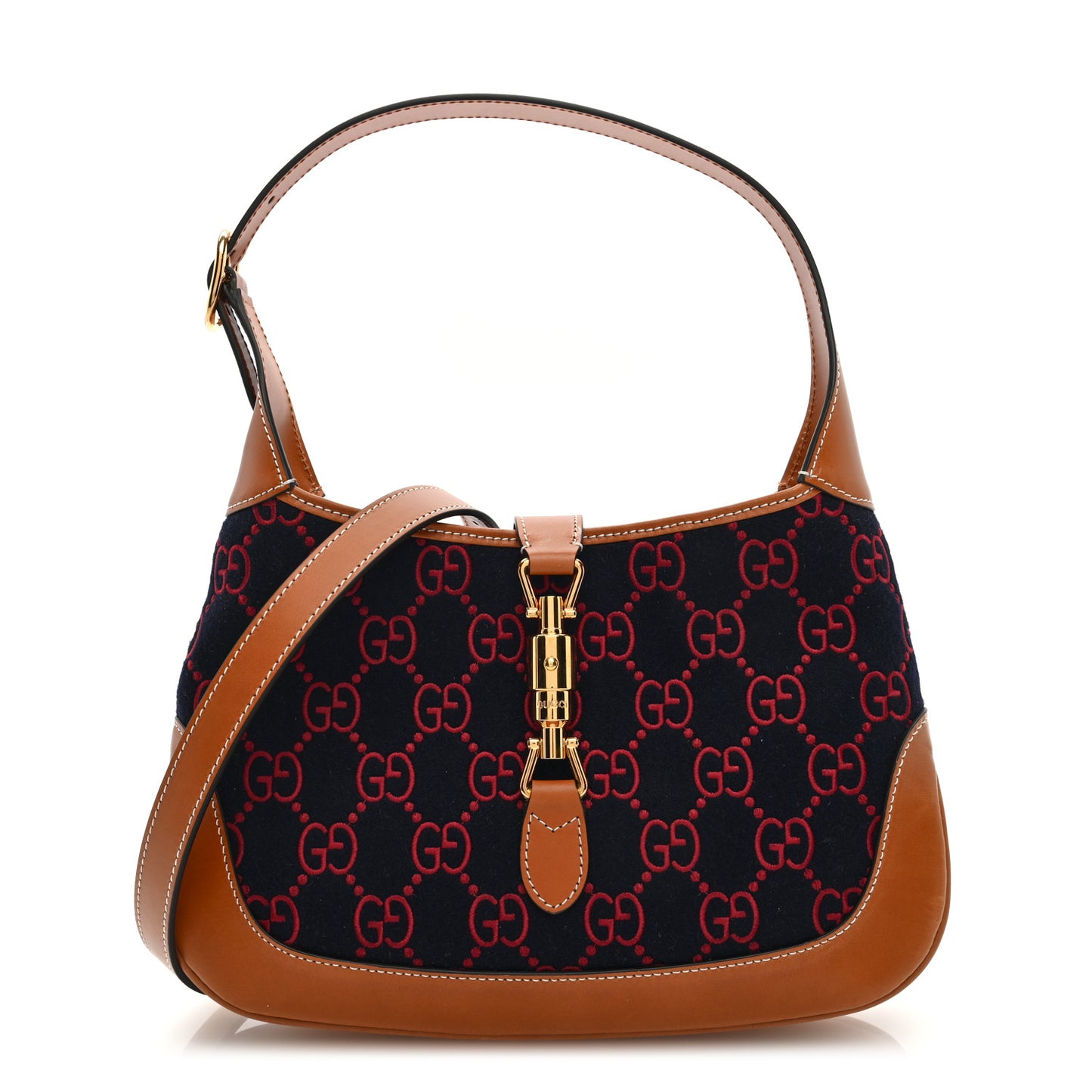 Monogram Felt Azalea Calfskin Web Small Jackie 1961 Hobo Navy Burgundy