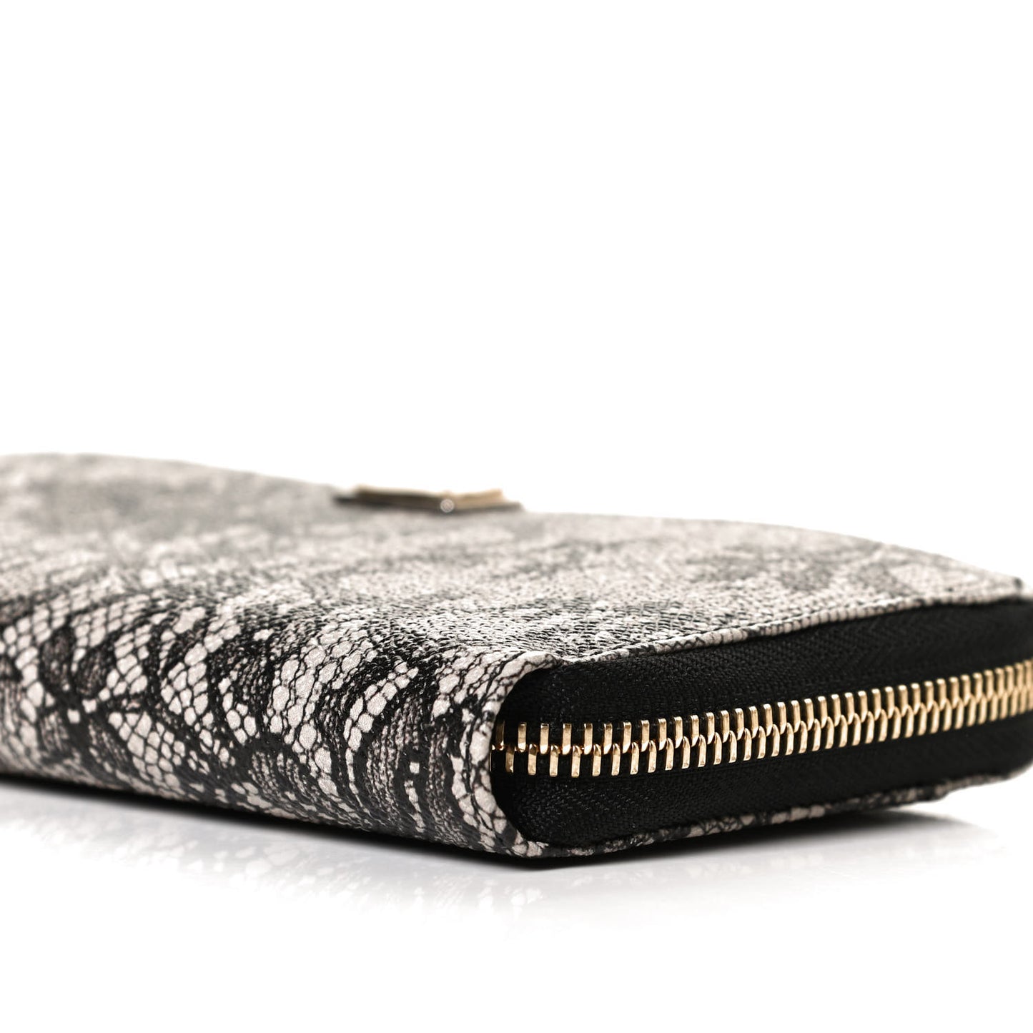 Dauphine Lace Print Zip Around Wallet Black