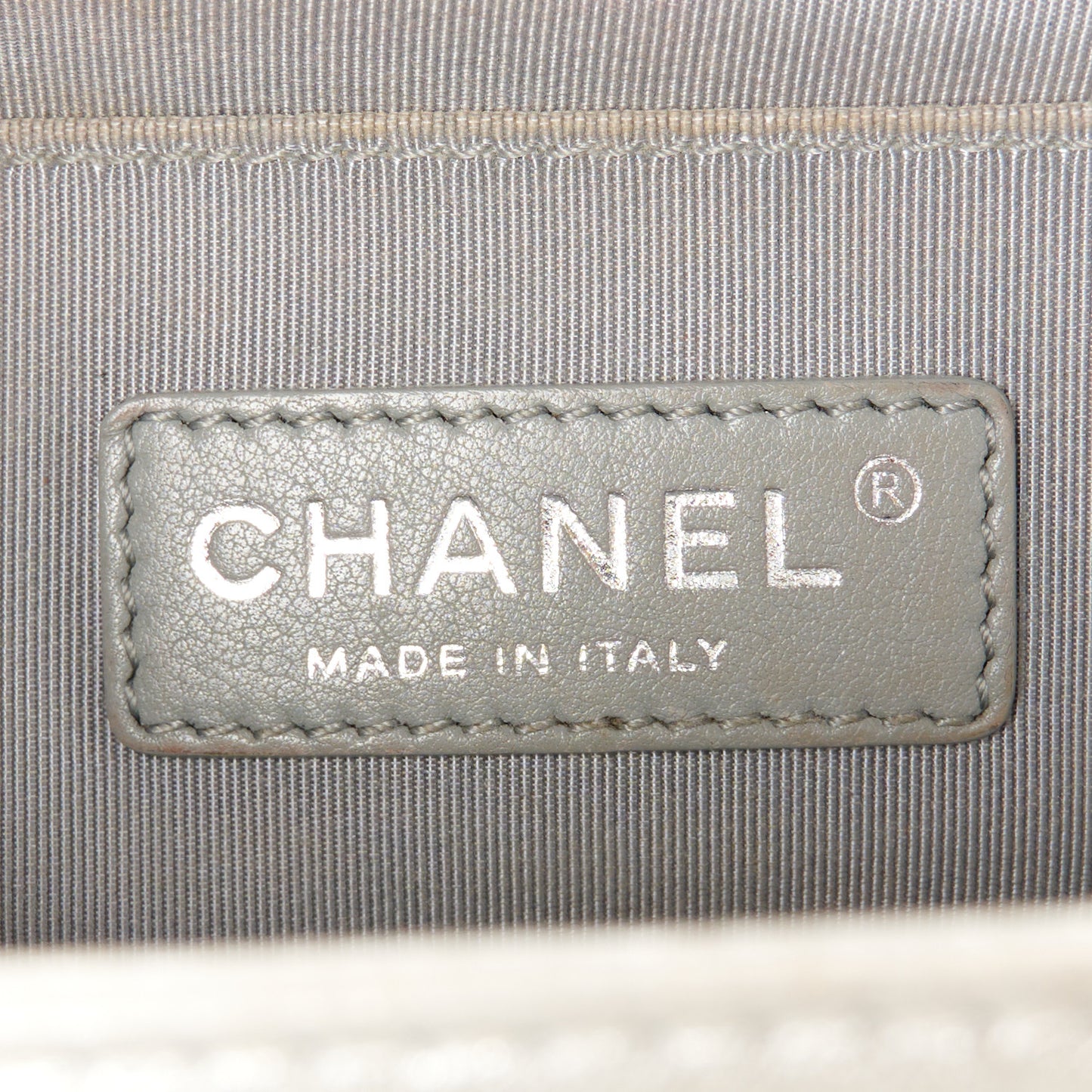 Metallic Perforated Lambskin Quilted Medium Boy Flap Argent