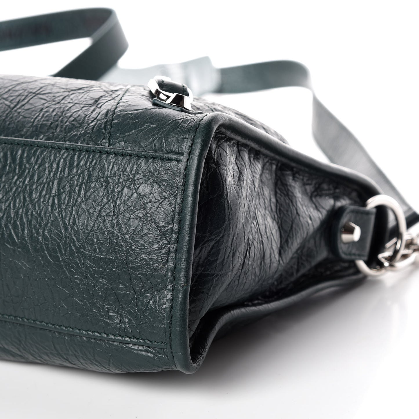 Agneau Classic Silver Hardware S City Logo Strap Sapin Black