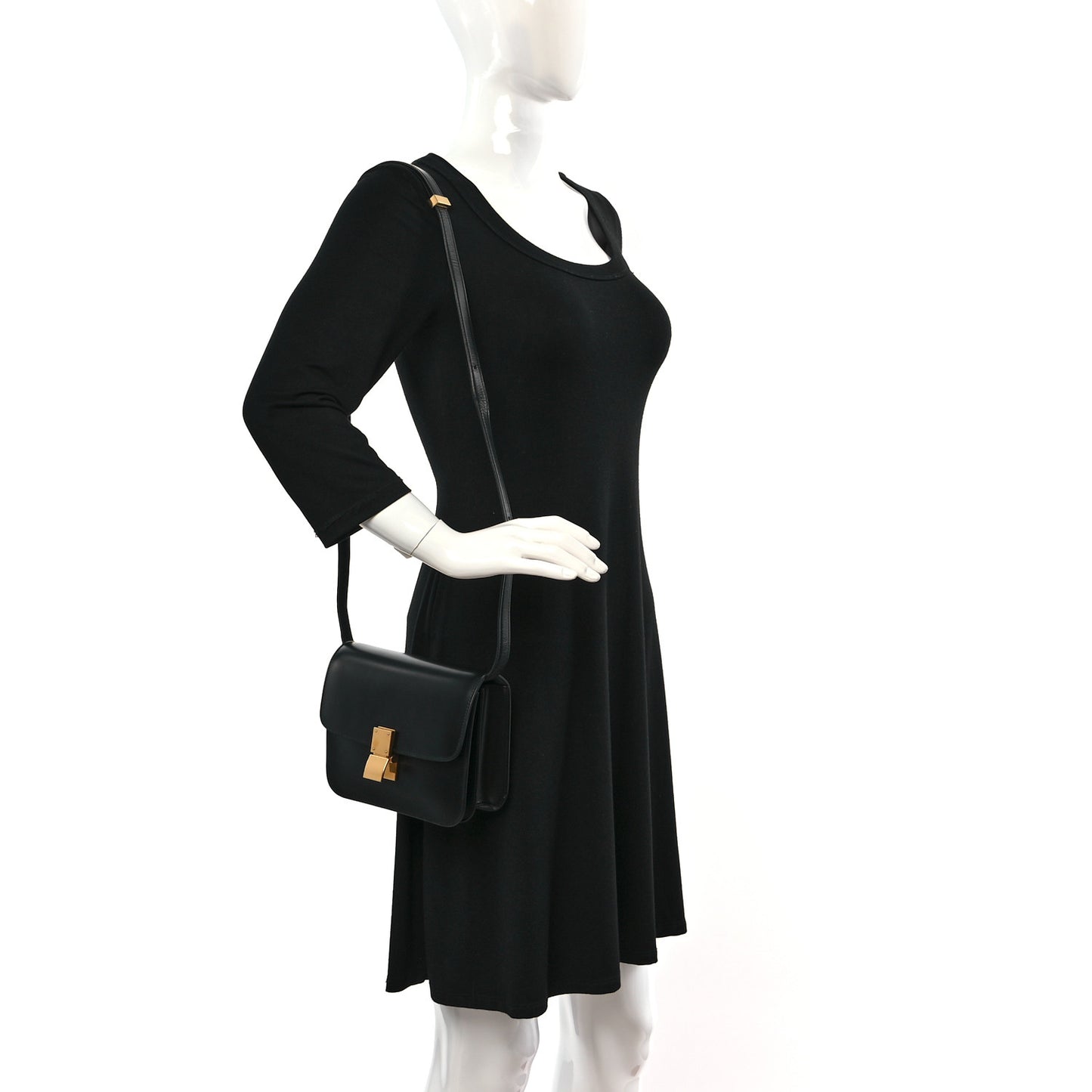 Box Calfskin Teen Classic Box Flap Bag Black