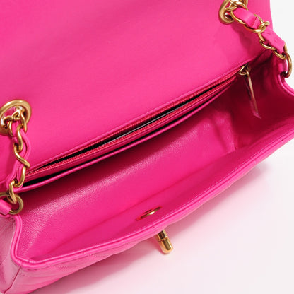 Chanel Lambskin Chevron Quilted Mini Rectangular Flap Pink 8 of 9