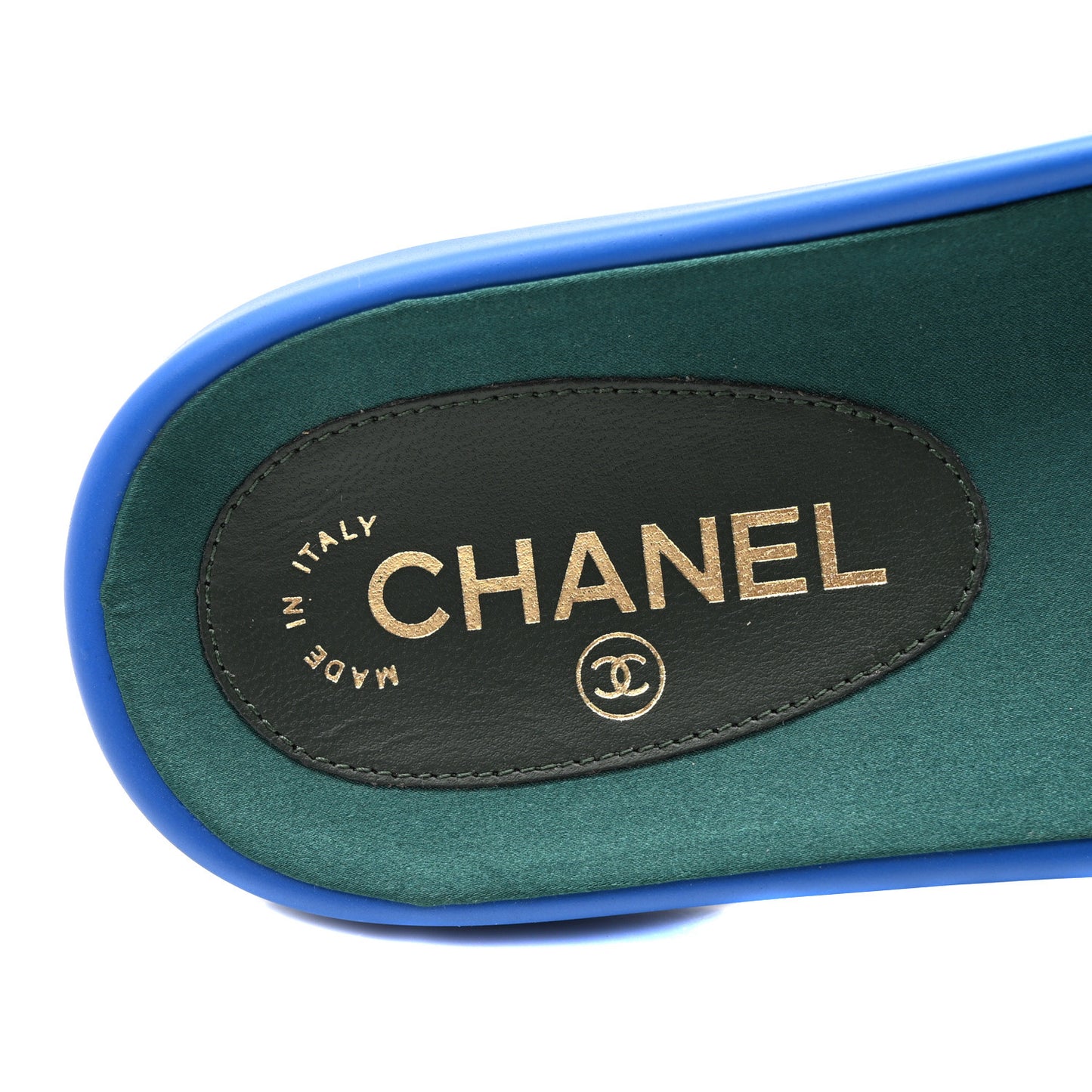 Satin Chain Flat Sandals 39 Bright Blue