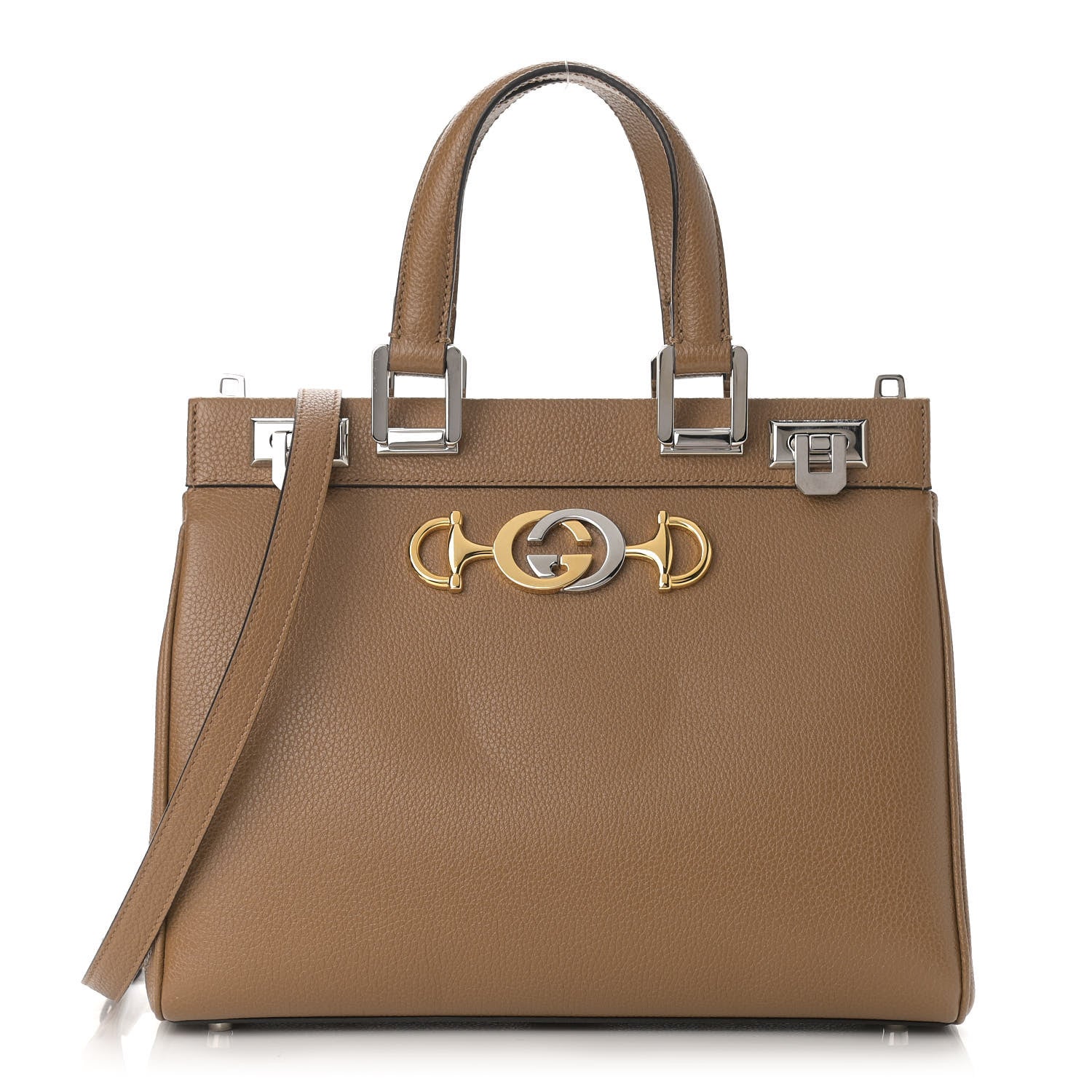 Gucci Posillipo Grain Calfskin Small Zumi Top Handle Bag Friky Taupe 1 of 11