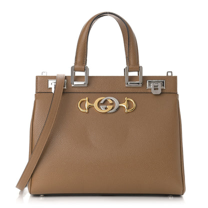 Gucci Posillipo Grain Calfskin Small Zumi Top Handle Bag Friky Taupe 1 of 11