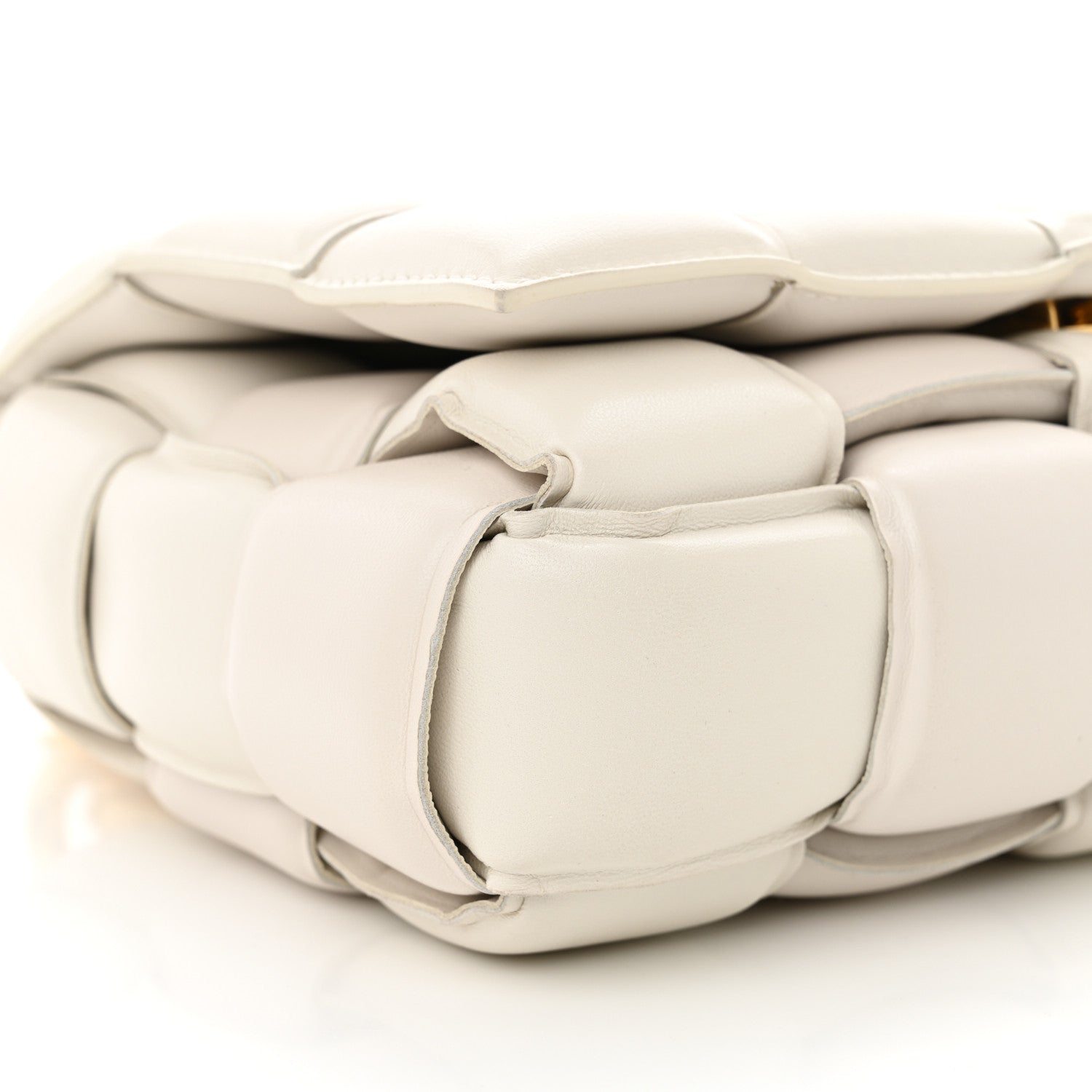 Bottega Veneta Lambskin Maxi Intreccio Padded Chain Cassette Crossbody Bag Chalk 9 of 13
