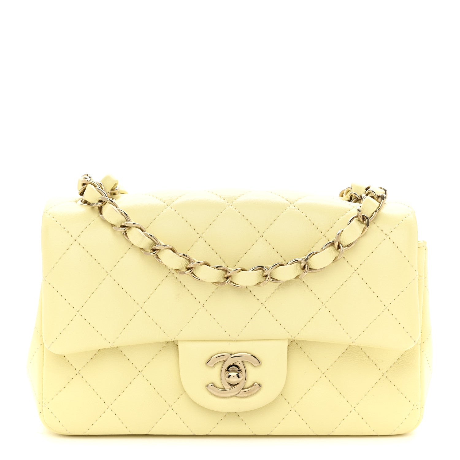 Chanel Lambskin Quilted Mini Rectangular Flap Light Yellow 1 of 10